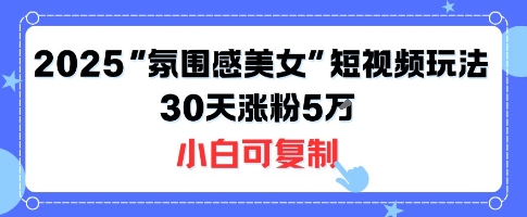 不露脸也能火！2025“氛围感美女”短视频玩法，30天涨粉5W小白可复制-人人创业优云网，国内各种创业项目下载网站