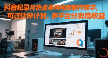 抖音纪录片热点事件视频制作教学，可过伙伴计划，多平台分发撸收益-人人创业优云网，国内各种创业项目下载网站
