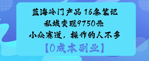 蓝海冷门产品：16条笔记私域变现9750米小众赛道，操作的人不多-人人创业优云网，国内各种创业项目下载网站