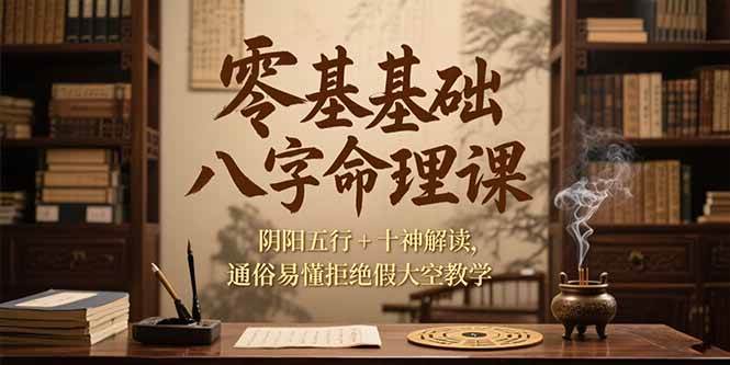 （15283期）零基础八字命理课，阴阳五行+十神解读，通俗易懂拒绝假大空教学-人人创业优云网，国内各种创业项目下载网站
