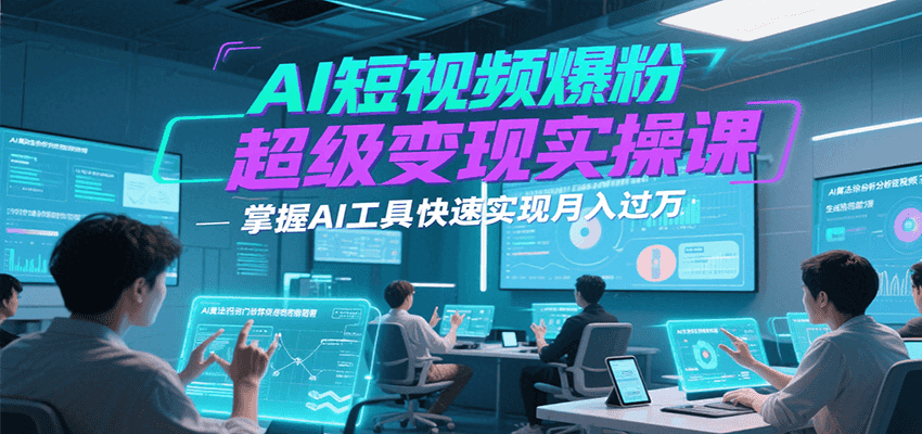 AI短视频爆粉超级变现实操课，掌握AI工具快速实现月入过万-人人创业优云网，国内各种创业项目下载网站