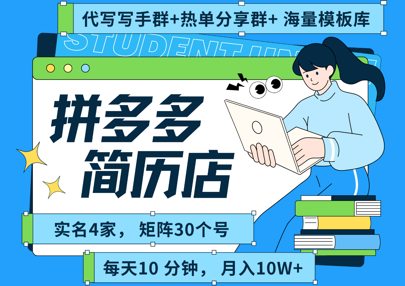 拼多多电商 拼多多 虚拟资料 简历 海报代写 全SOP流程 毫无保留分享（含后端资料）-人人创业优云网，国内各种创业项目下载网站