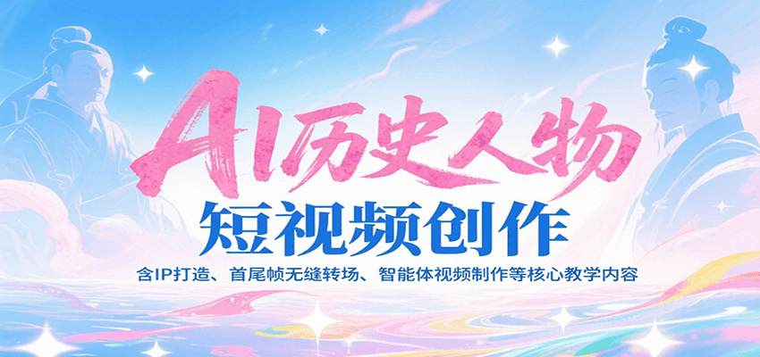AI历史人物短视频创作，含IP打造、首尾帧无缝转场、智能体视频制作等核心教学内容-人人创业优云网，国内各种创业项目下载网站