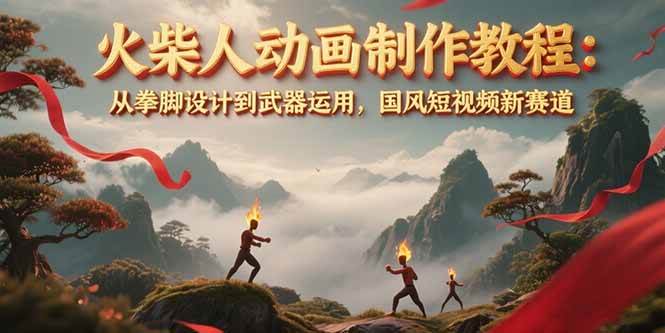 （15171期）火柴人动画制作教程：从拳脚设计到武器运用，国风短视频新赛道-人人创业优云网，国内各种创业项目下载网站