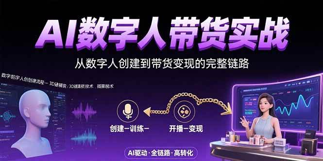 （15548期）AI数字人+带货实战：从数字人创建到带货变现的完整链路-人人创业优云网，国内各种创业项目下载网站