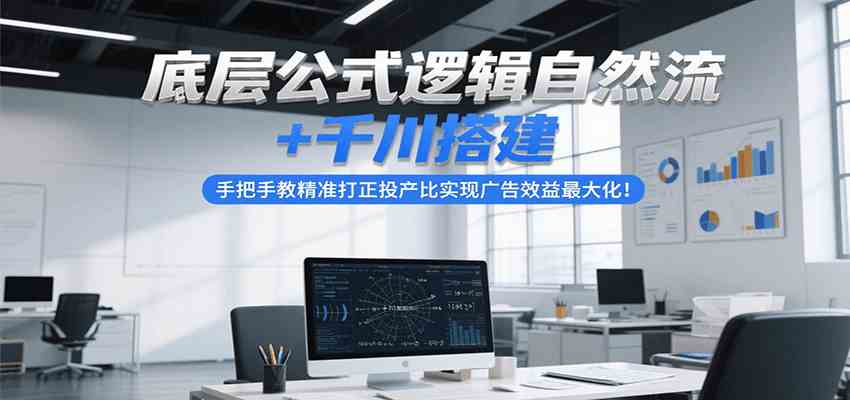底层公式逻辑自然流+千川搭建，手把手教精准打正投产比实现广告效益最大化！-人人创业优云网，国内各种创业项目下载网站