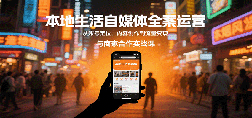 本地生活自媒体全案运营，从账号定位、内容创作到流量变现与商家合作实战课-人人创业优云网，国内各种创业项目下载网站