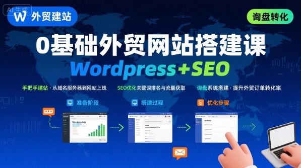 WordPress外贸建站+SEO优化课程，手把手教你从0到1搭建可获得询盘的外贸网站-人人创业优云网，国内各种创业项目下载网站