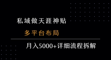 私域做天涯神贴 多平台布局 月入5k+详细流程拆解-人人创业优云网，国内各种创业项目下载网站