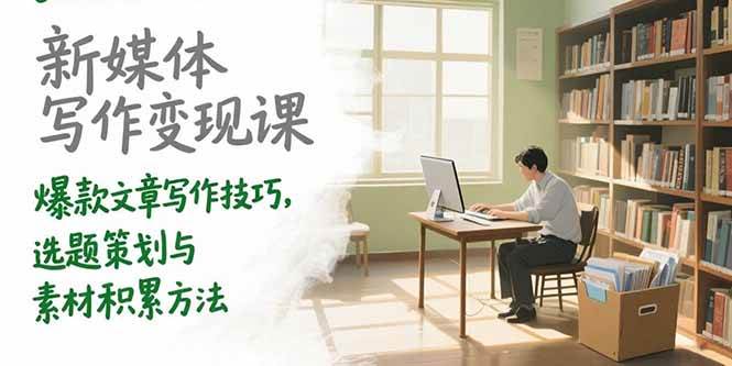 （15345期）新媒体写作变现课，爆款文章写作技巧，选题策划与素材积累方法-人人创业优云网，国内各种创业项目下载网站