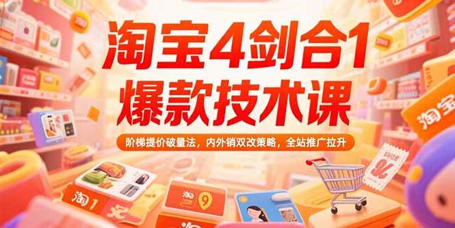 （15415期）淘宝4剑合1爆款技术课，阶梯提价破量法，内外销双改策略，全站推广拉升-人人创业优云网，国内各种创业项目下载网站