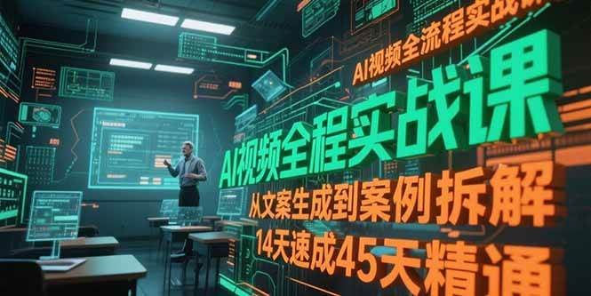 （15172期）AI视频全流程实战课，从文案生成到案例拆解，14天速成45天精通-人人创业优云网，国内各种创业项目下载网站