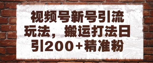 视频号新号引流玩法，搬运打法日引200+精准粉，可矩阵放大【揭秘】-人人创业优云网，国内各种创业项目下载网站