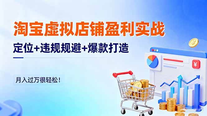 （16387期）淘宝虚拟店铺盈利实战：定位+违规规避+爆款打造，月入过万很轻松！-人人创业优云网，国内各种创业项目下载网站