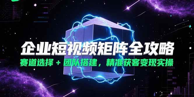 （15242期）企业短视频矩阵全攻略，赛道选择+团队搭建，精准获客变现实操-人人创业优云网，国内各种创业项目下载网站