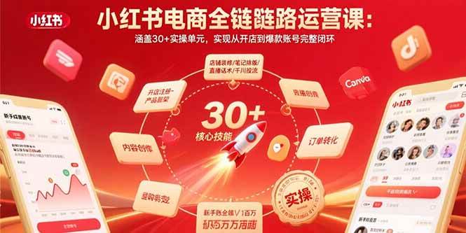 （15751期）小红书电商全链路运营课：涵盖30+实操单元，实现从开店到爆款账号完整闭环-人人创业优云网，国内各种创业项目下载网站