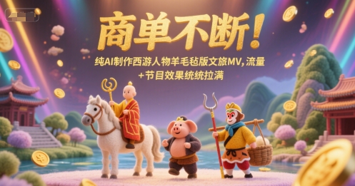 商单不断！纯AI制作西游人物羊毛毡版文旅MV，流量+节目效果统统拉满-人人创业优云网，国内各种创业项目下载网站
